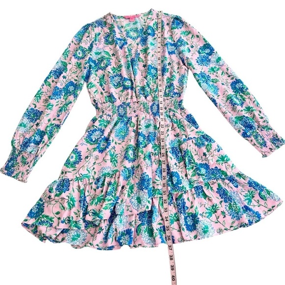 Lilly Pulitzer Cristiana floral long-sleeve dress Conch Shell Pink Rumor Has It - Picture 15 of 16